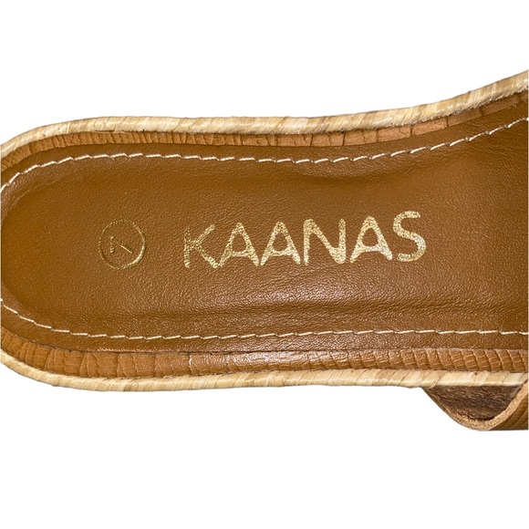 LN Kaanas Tan Embossed Leather Espadrille Slides Sandals - 7 - Picture 12 of 12